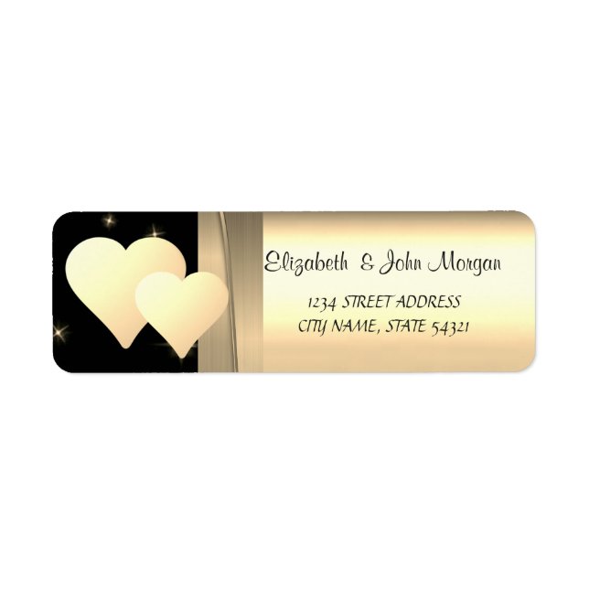 Elegant  Chic Luxury ,Faux Gold Hearts Label (Front)