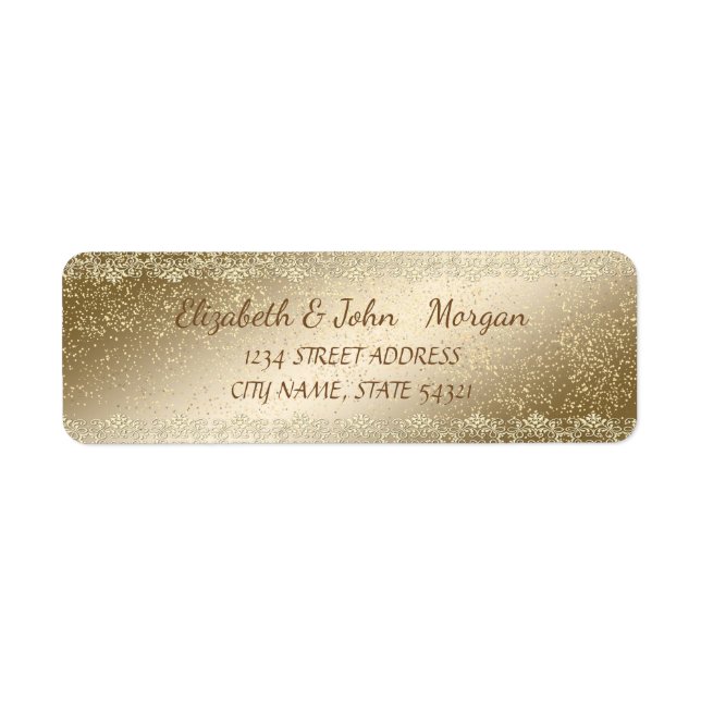 Elegant  Chic Luxury ,Faux Gold,Lace,Confetti Label (Front)