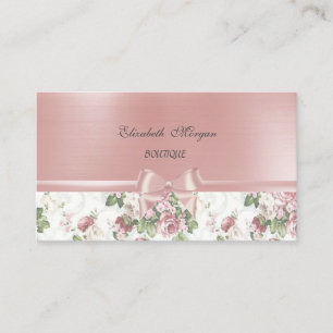 Elegant Chic  Luxury  ,Flowers , Pink Ribbon Bow Business Card