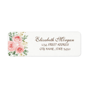 Elegant Chic Luxury Pink Roses Address Label