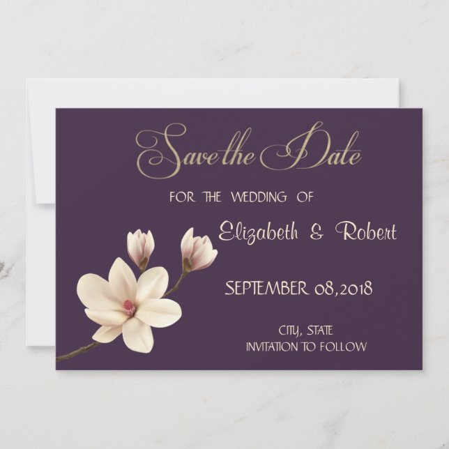 Elegant Chic Magnolia   Save The Date (Front)