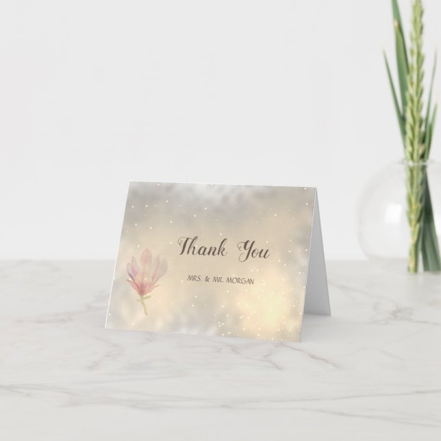 Elegant Chic Magnolia Thank You Card (Front)