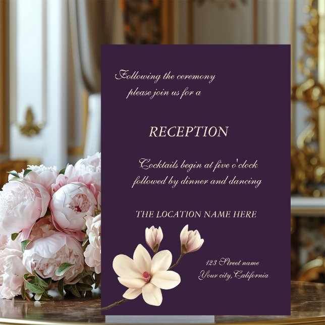 Elegant Chic Magnolia Wedding Reception Invitation (Creator Uploaded)