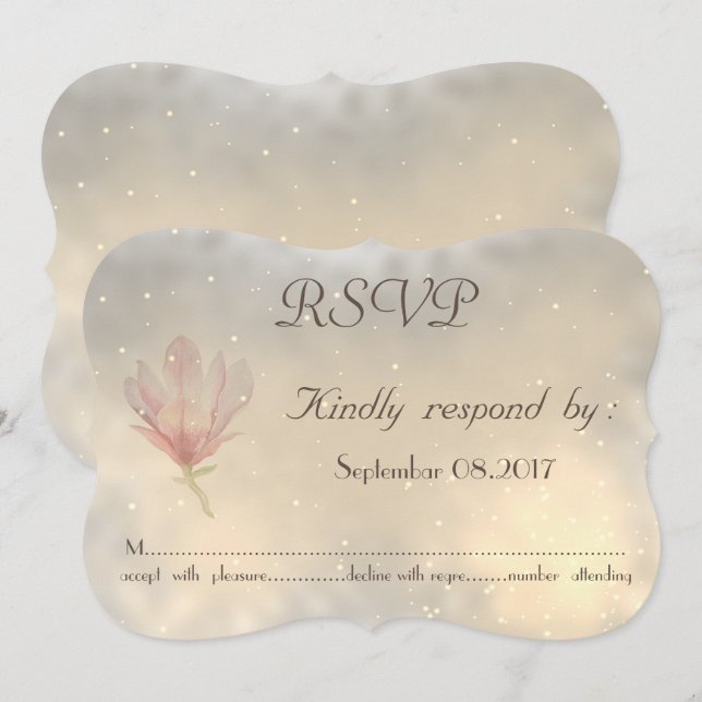 Elegant Chic Magnolia  Wedding  RSVP Card (Front/Back)