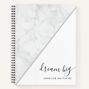 Elegant Chic Marble Dream Big Personalized Notebook