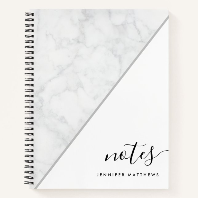 Elegant Chic Marble Personalized Notebook (Front)