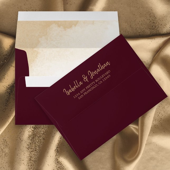 Elegant chic maroon wedding envelope (Creator Uploaded)