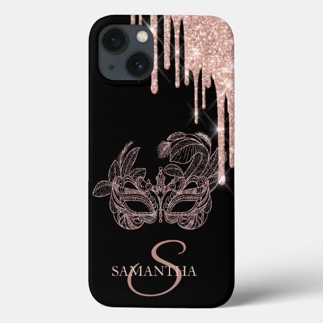 Elegant Chic Masque Rose Gold Glitter Drips  Case-Mate iPhone Case (Back)