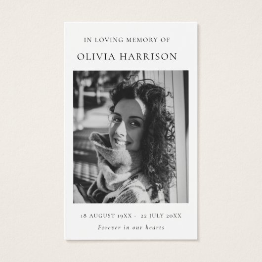 Elegant Chic Memorial | Funeral Photo Poem Card (Front)