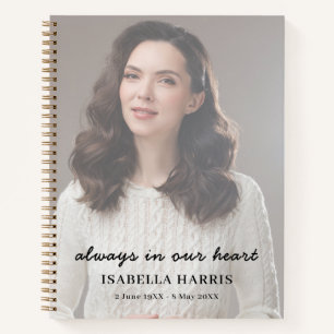 Elegant Chic Memorial Photo Tribute Design Notebook