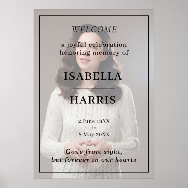 Elegant Chic Memorial Service Photo Design Poster (Front)