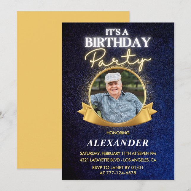 Elegant Chic Men 82nd birthday invitations  (Front/Back)