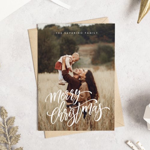 Elegant Chic Merry Christmas Photo Holiday Card