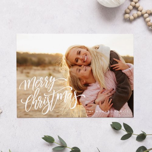 Elegant Chic Merry Christmas Photo Holiday Card