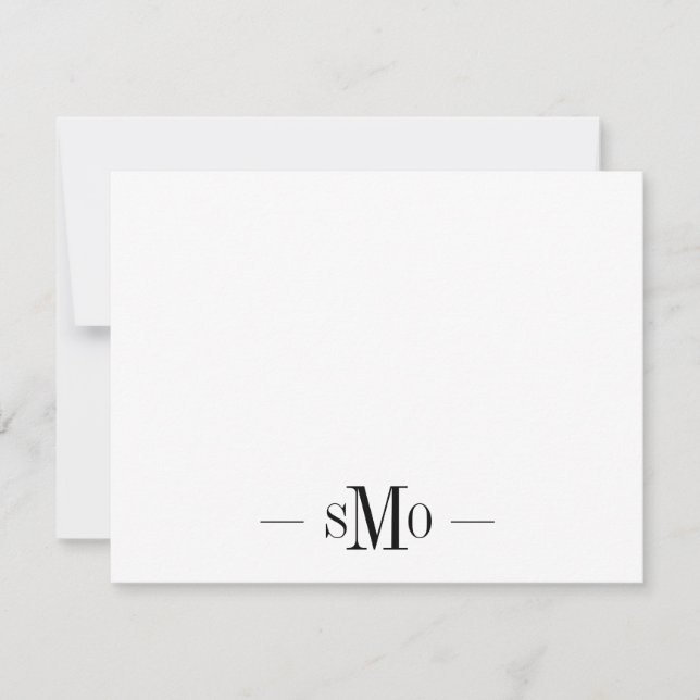 Elegant Chic Minimal Monogram 3 Initials  Note Card (Front)