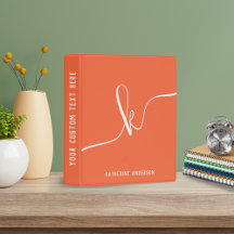 Elegant Chic Minimalist Orange Script Monogram