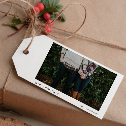 Elegant Chic Minimalistic Single Photo Christmas Gift Tags