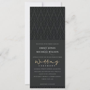 ELEGANT CHIC MODERN ART DECO BLACK GOLD WEDDING INVITATION