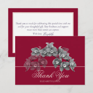 Elegant Chic Modern Black White Orchid Thank You Card
