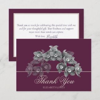 Elegant Chic Modern Black White Orchid Thank You Card