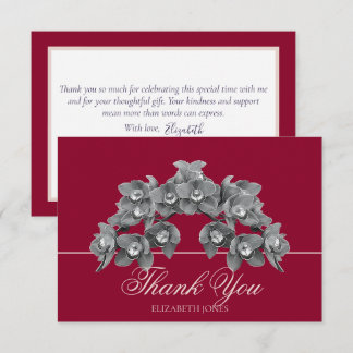 Elegant Chic Modern Black White Orchid Thank You Card