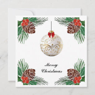 Elegant Chic Modern Colorful Merry Christmas Ball Holiday Card