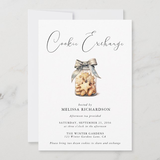 Elegant Chic Modern Cookie Exchange Invitation (Front)