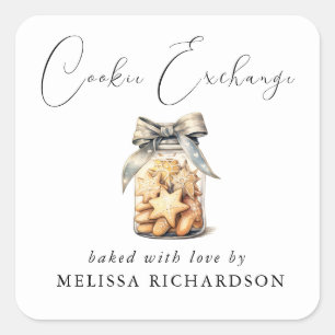 Elegant Chic Modern Cookie Exchange Square Sticker