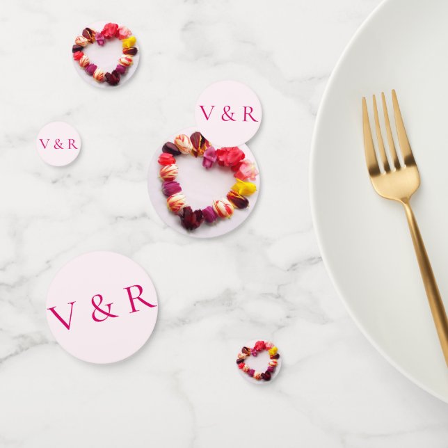 Elegant chic modern flower pink love heart wedding confetti (Group)