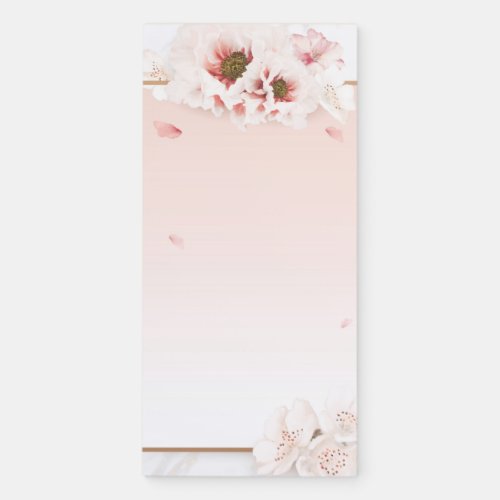 Elegant Chic Modern Girly Pink Floral Marble Magnetic Notepad