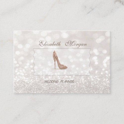 Elegant Chic Modern Glittery BokehHigh Heel Business Card