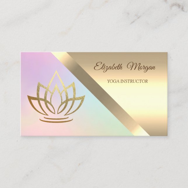 Elegant Chic Modern Gold Lotus Yoga Instructor Business Card (Front)