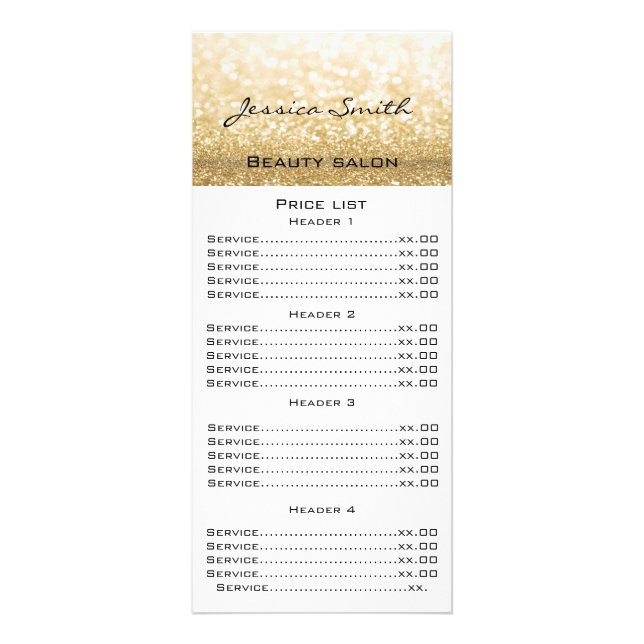 Elegant chic modern luxury faux glittery menu card (Front)