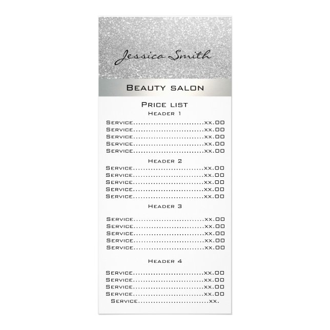 Elegant chic modern luxury faux glittery menu card (Front)