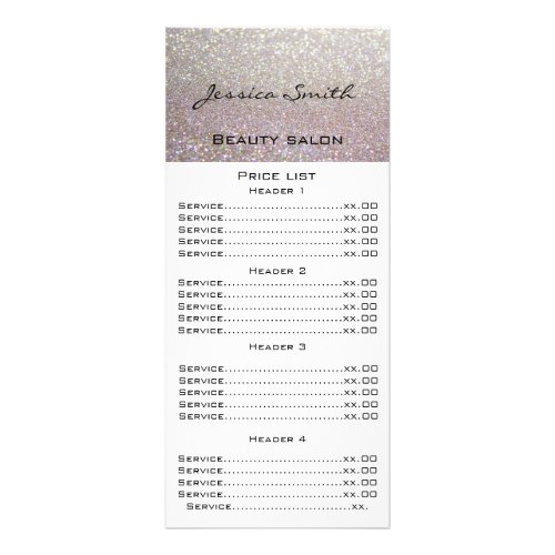 Elegant chic modern luxury faux glittery menu card