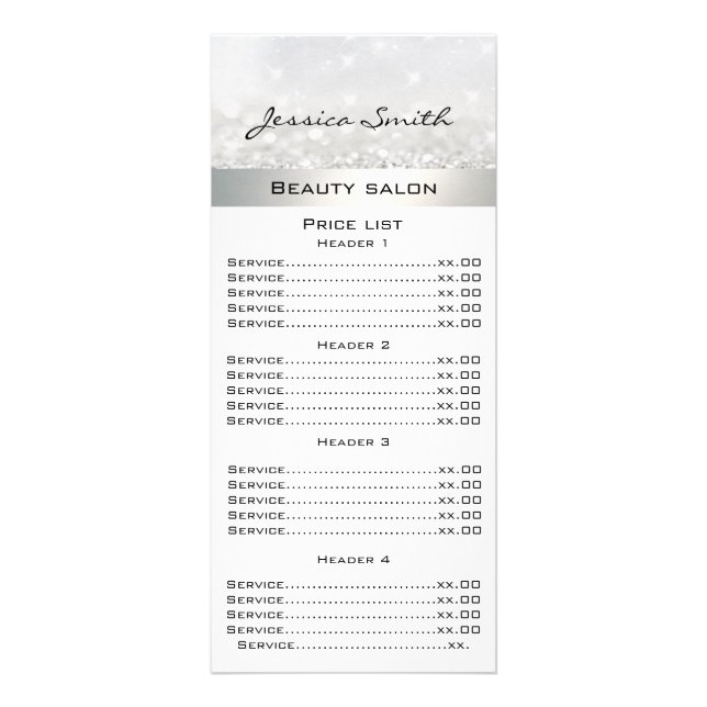 Elegant chic modern luxury faux glittery menu card (Front)