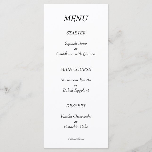Elegant Chic Modern Minimalist Black and White Menu (Front)