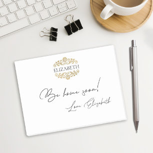 Elegant Chic Modern Monogram Black Gold Post-it Notes