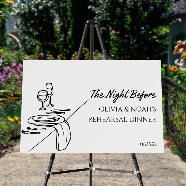Elegant Chic Modern Rehearsal Dinner Welcome Sign (Elevate your wedding weekend with this elegant, chic, customizable rehearsal dinner welcome sign!)