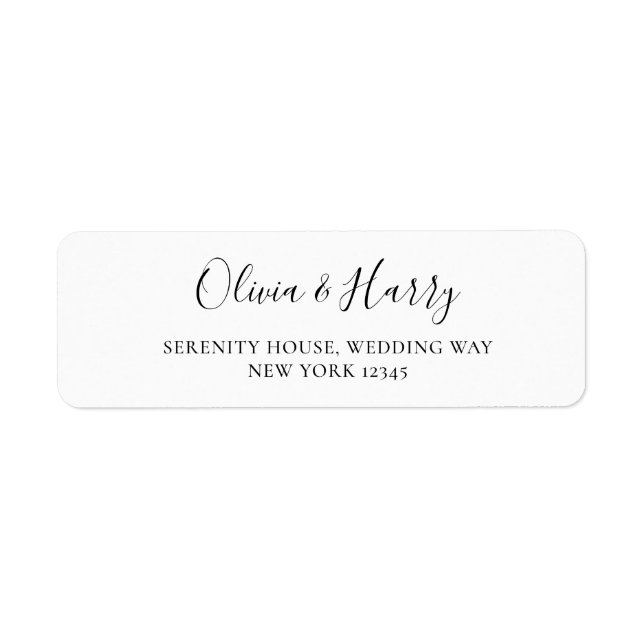 Elegant Chic Modern Script Black White Label (Front)