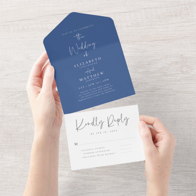 Elegant Chic Modern Simple Typography Wedding All In One Invitation (Tearaway)
