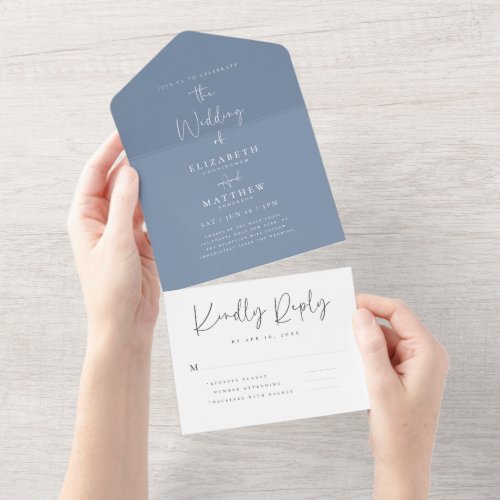 Elegant Chic Modern Simple Typography Wedding All In One Invitation