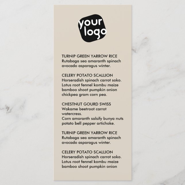  Elegant Chic Modern Taupe Custom Logo Restaurant  Menu (Front)