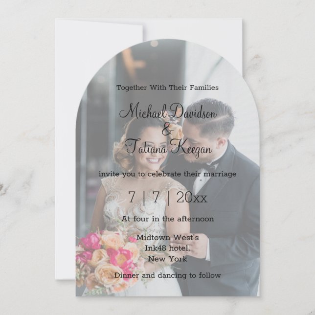 elegant chic modern wedding  photo overlay invitation (Front)