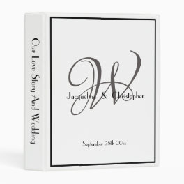 Elegant Chic Monogram Black & White Wedding Cool Mini Binder