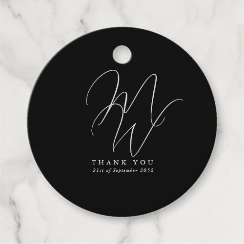 Elegant Chic Monogram Modern Black Wedding Favor Tags