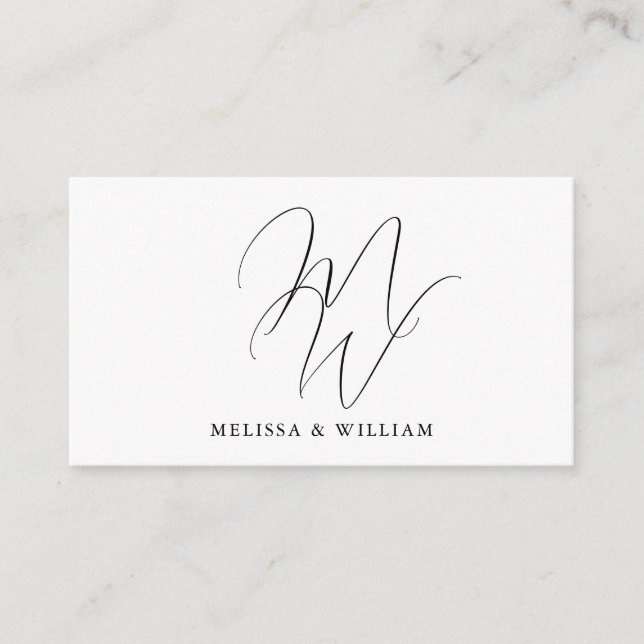 Elegant Chic Monogram Modern White Wedding Enclosure Card (Front)