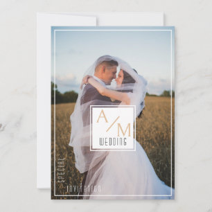 Elegant Chic Monogram Photo Invitation