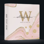 Elegant Chic Monogram Pink Gold Glitter Marble 3 Ring Binder<br><div class="desc">Elegant Stylish Chic Monogram Script Name Pink Gold Glitter Marble Planner. Personalize yours today!</div>