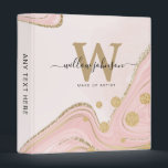 Elegant Chic Monogram Pink Gold Glitter Marble 3 Ring Binder<br><div class="desc">Elegant Stylish Chic Monogram Script Name Pink Gold Glitter Marble Planner. Personalize yours today!</div>